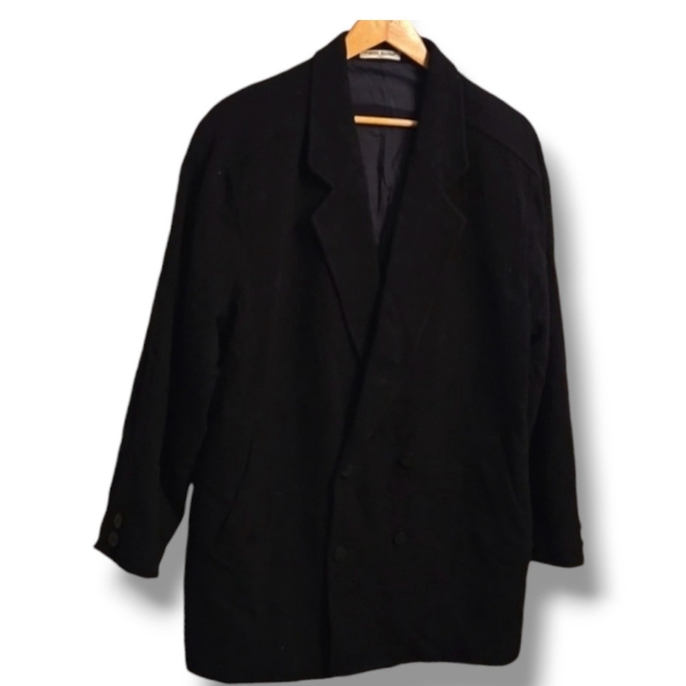 Pierre Balmain Paris Black Wool Double Breasted Coat - Picture 2 of 16